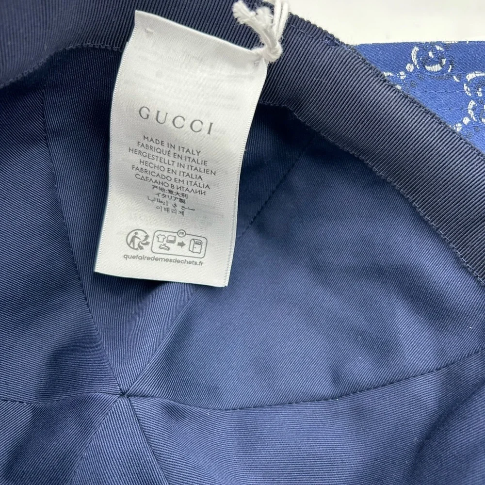 Men's Gucci, blue shadow GG adjustable baseball camp size medium, made in Italy